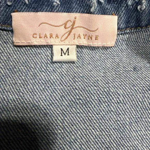 Clara Jayne Jean Jacket Women's M Cropped Ruffled Distressed Denim L/S - Picture 4 of 9